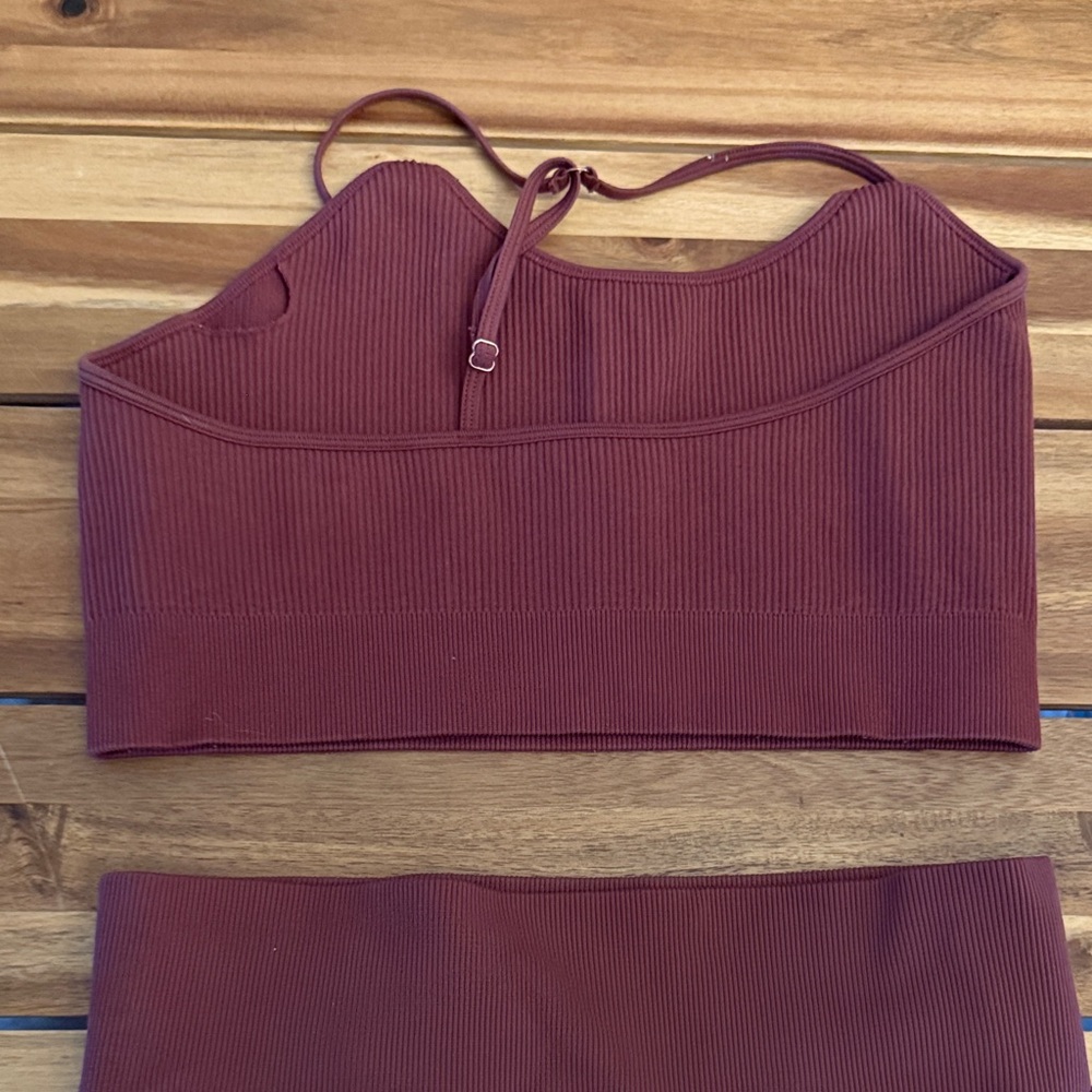 Rust Red Ribbed Two-Piece Set - Picture 3 of 5